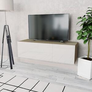 TV-möbel spånskiva 120x40x34 cm ek och vit högglans