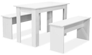 Matbord och bänkar 3 delar spånskiva vit