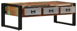 Soffbord med 3 lådor massivt återvunnet trä 100x50x35 cm