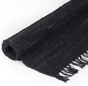 Handvävd matta Chindi läder 190x280 cm svart