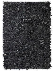 Shaggy-matta äkta läder 80x160 cm grå