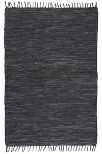 Handvävd matta Chindi läder 120x170 cm grå