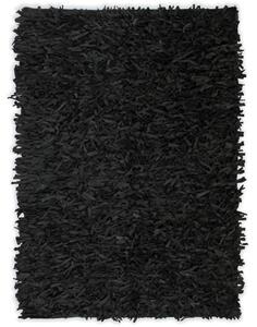 Shaggy-matta äkta läder 120x170 cm svart