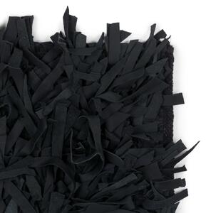 Shaggy-matta äkta läder 160x230 cm svart
