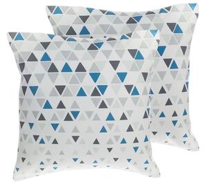 Set med 2 prydnadskuddar Grå blå 45 x 45 cm Triangelmönster Geometriskt tryck Modern Beliani