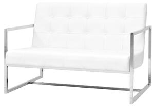 Soffa med armstöd 2-sits konstläder och stål vit
