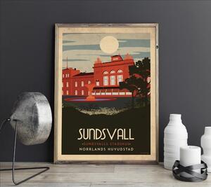 Sundsvalls Stadshus - Art deco poster - A4