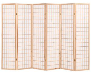Rumsavdelare med 6 paneler japansk stil 240x170 cm naturlig