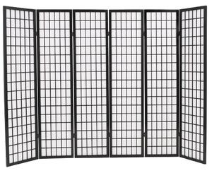 Rumsavdelare med 6 paneler japansk stil 240x170 cm svart