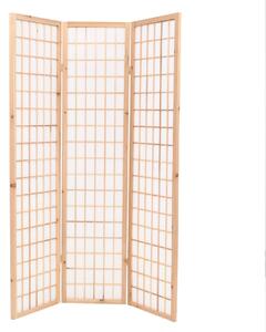 Rumsavdelare med 3 paneler japansk stil 120x170 cm naturlig