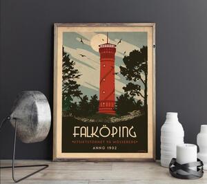 Falköping - Art deco poster - A4
