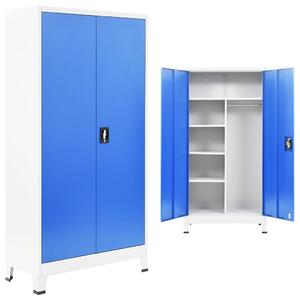 Förvaringsskåp med 2 dörrar metall 90x40x180 cm grå och blå