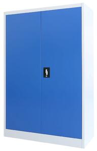 Kontorsskåp metall 90x40x140 cm grå och blå