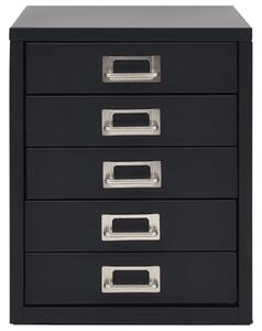 Arkivskåp med 5 lådor metall 28x35x35 cm svart
