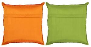 Kuddar 2 st lappmönster handgjord 45x45 cm orange/grön