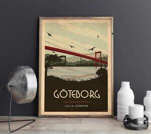 Göteborg Älvsborgsbron - Art deco poster - A4