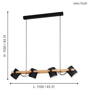 Eglo 43424 - Ljuskrona med snöre HORNTREE 4xE27/28W/230V