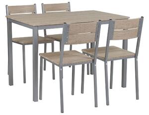 Matgrupp av bord och 4 stolar ljusbrun/grå BLUMBERG Beliani