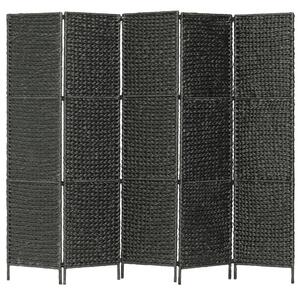 Rumsavdelare 5 paneler vattenhyacint 193x160 cm svart