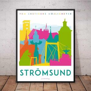 Strömsund Färgglad poster - A4