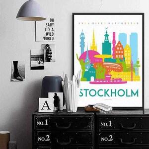 Stockholm Färgglad poster - A4