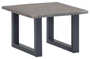 Soffbord med levande kanter grå 60x60x40 cm massivt akaciaträ