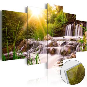 Tavla i akrylglas - Forest Waterfall - 200x100