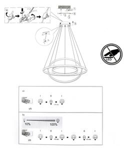 Dimbar LED-lampakrona med snöre CIRCLE 1xLED/15W/230V + LED/20W + LED/25W