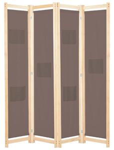 Rumsavdelare 4 paneler 160x170x4 cm brun tyg