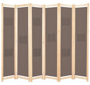 Rumsavdelare 6 paneler 240x170x4 cm brun tyg