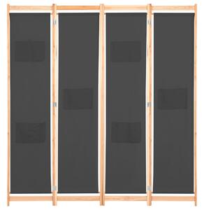 Rumsavdelare 4 paneler 160x170x4 cm grå tyg
