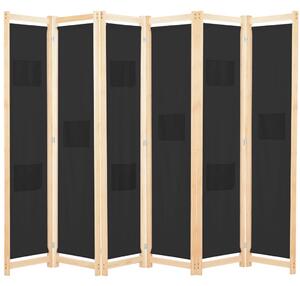 Rumsavdelare 6 paneler 240x170x4 cm svart tyg