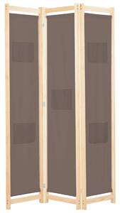 Rumsavdelare 3 paneler 120x170x4 cm brun tyg