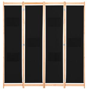Rumsavdelare 4 paneler 160x170x4 cm svart tyg