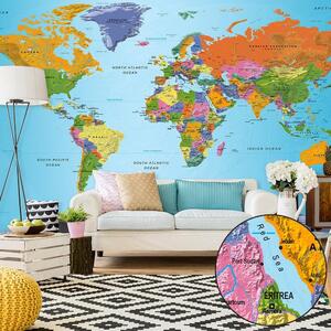 Fototapet XXL - World Map: Colourful Geography II - 500x280