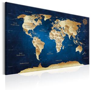 Canvas Tavla - World Map: The Dark Blue Depths - 90x60
