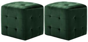 Sängbord 2 st grön 30x30x30 cm sammetstyg