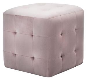 Sängbord 2 st rosa 30x30x30 cm sammetstyg