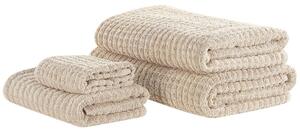 Set av 4 handdukar bomull beige ATAI Beliani