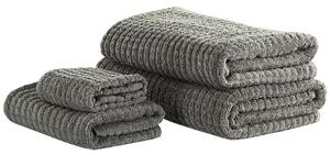 Set av 4 handdukar bomull grå ATAI Beliani