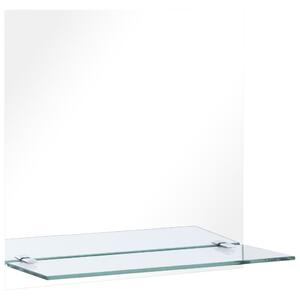 Väggspegel med hylla 40x40 cm härdat glas
