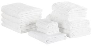 Set av 11 handdukar bomull vit AREORA Beliani