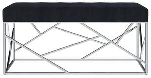 Bänk 97 cm svart sammetstyg och rostfritt stål
