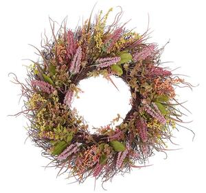 Dörr Krans Rosa och Grön Konstgjord Blomsterkrans 50 cm Rund Bord Vägg Dekor Traditionell Rustik Stil Beliani