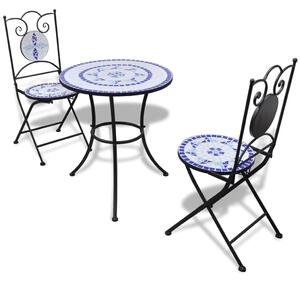 Caféset 3 delar keramik blå och vit