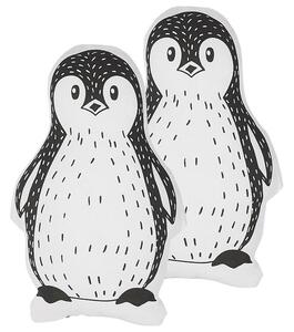Set med 2 barnkuddar Svart Vit Tyg 32 x 48 cm Pingvin Prydnadskudde med fyllning Mjuk Barnleksak Beliani