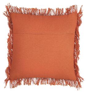 Prydnadskudde Orange Bomull 45 x 45 cm Kuddfodral Texturerade Kanter med Polyesterfyllning Beliani