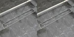 Avlång golvbrunn 2 st rostfritt stål 830x140 mm