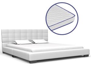 Säng med memoryskummadrass vit konstläder 140x200 cm