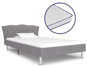 Säng med memoryskummadrass ljusgrå tyg 90x200 cm
